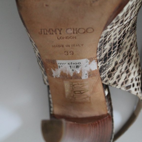 Jimmy Choo Phython Embossed Slingback Peep Toe Heels Size 39 Neutral - Picture 11 of 11